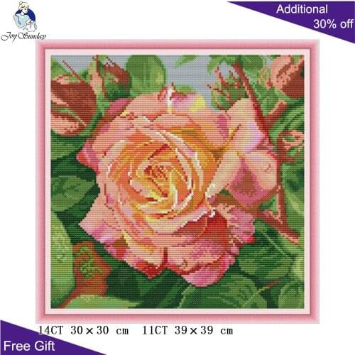 Joy Sunday Rose Home Decor H821 14CT 11CT Counted and Stamped Rose Flower Needlework Needlepoint Cross Stitch Kits
