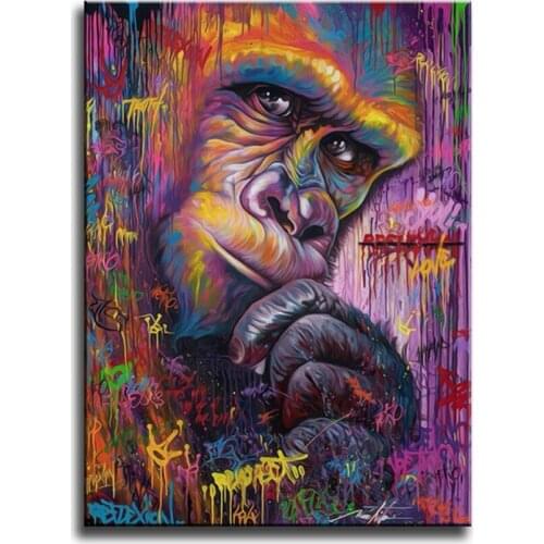 Gorilla hand-painted oil painting Home decoration painting Modern artists painting Beautiful animal Lovely gorilla 2019050802