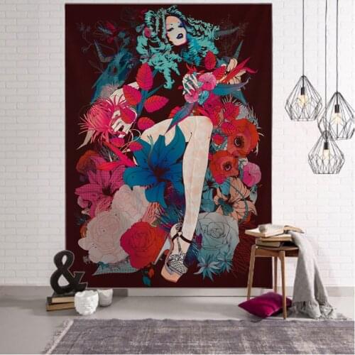 Nordic Fashion Girl Tapestry Art Deco Blanket Hanging Bedroom Living Room Decoration Mysterious Mandala Bohemian Moon Girl