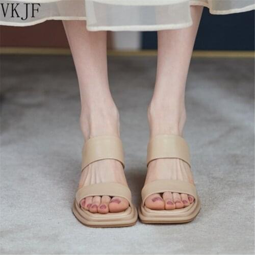 House Slippers Platform Shoes Women Heels Low on A Wedge Slides High 2021 Summer Basic Scandals PU Rubber Rome Fabric