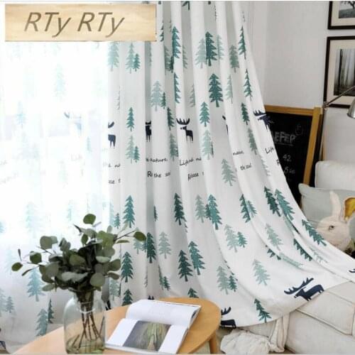Modern Blackout Curtains/Sheer for Living Room Window Tree/Deer Pattern Bedroom Curtains For Children Christmas Home Decoration