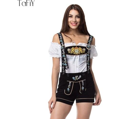 TaFiY 2017 Toktoberfest Costume Sexy Bavarian Costume Fancy German Beer Girl Costume For Women Halloween Fantasy Top+Rompers