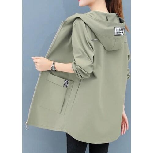 Plus Size Trench Coat Women 2021 New Coat Loose Tops Spring Autumn Female Windbreaker Casual Hooded Outwear Ladies Overcoat R999