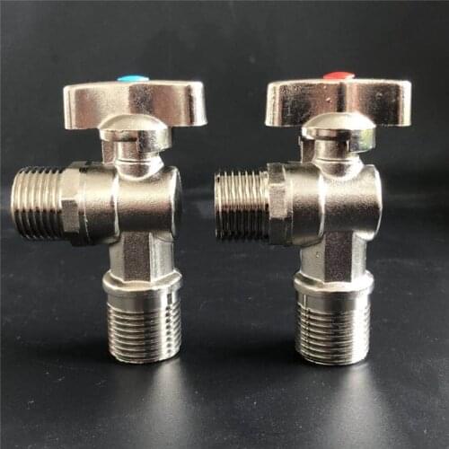 2 PCS Angle Valve 1/2"male x 1/2" male Brass Bathroom Angle Stop Valve Chrome Brass Tap Toilet Bathroom Basin laundry