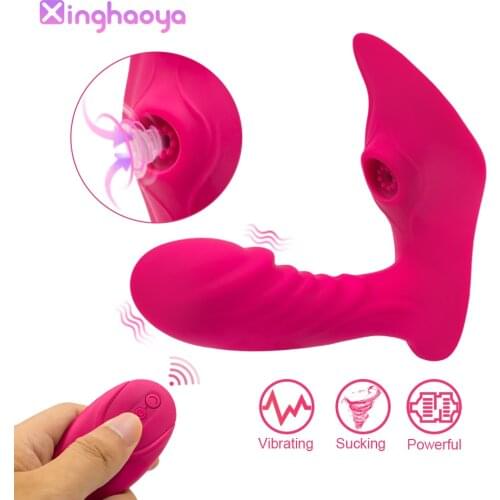 Wearable Sucking Vibrator G Spot Nipple Sucker Clit Vibrator Remote Control Clitoris Stimulation Oral Vibrator Sex Toys for Man