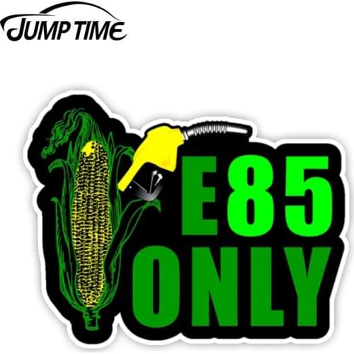 Jump Time 13cm x 11.6cm For Ethanol E85 Vinyl Decal Sticker Corn Fuel Race Motorcycle Drift Tuner Truck Window Car Accessories