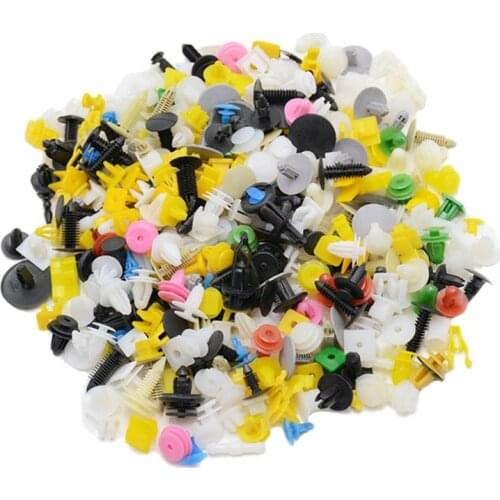 200pcs Color Random Plastic Rivets Car Fender Bumper Interior Panel Push Pin Clips Fastener