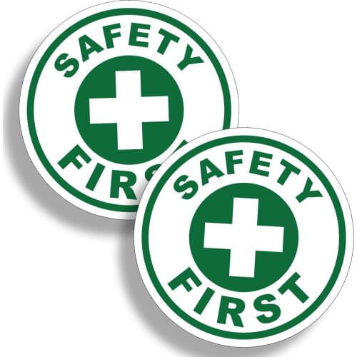 Green Cross Safety First Sticker Vinyl Round Applique Safety Aid First Safety Helmet Emergency 4"