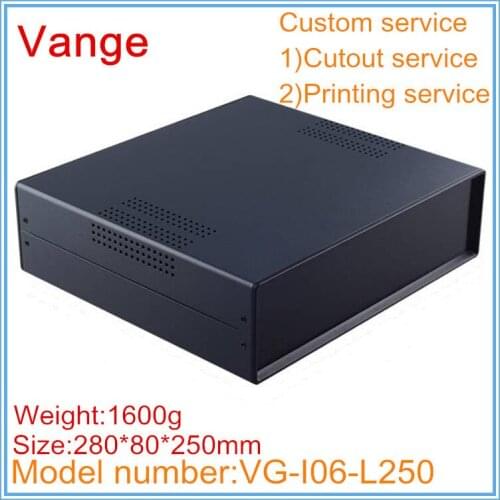 1pcs/lot powder injection process Iron metal material instrument box diy chassis 280*80*250mm for power supply apparatus