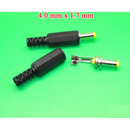 10pcs 4 x 1.7 mm DC Power Male Plug Connector Adapter Plastic Handle Yellow Head
