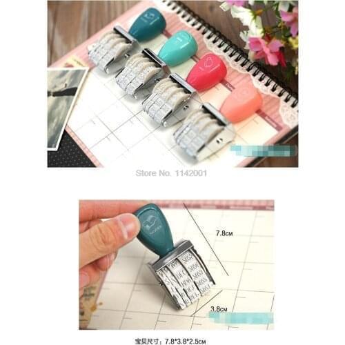 100pcs Random Color Vintage DIY Roller Stamp Trolley Date Carimbos Scrapbooking Rolling Words Stamps