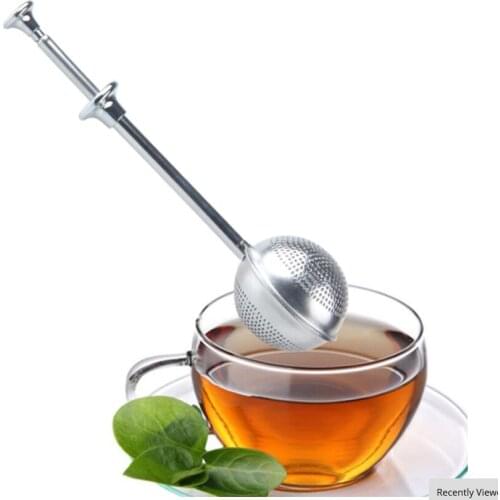 100pcs Mesh Loose Tea Ball Infuser Stainless Steel Spice Herbal Long Handle Tea Leaf Strainer Filter Tea Accessories Drinkware