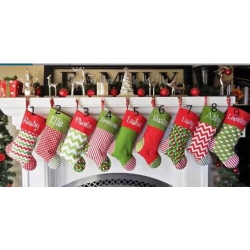 200pcs/lot monogram Christmas stocking Christmas decoration supplies Festival party ornament canvas new style for gift bags