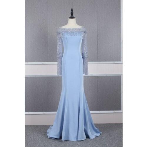 2021 Muslim Luxury Hand Work Evening Gowns High-Neck Women Beads Party Formal Dress