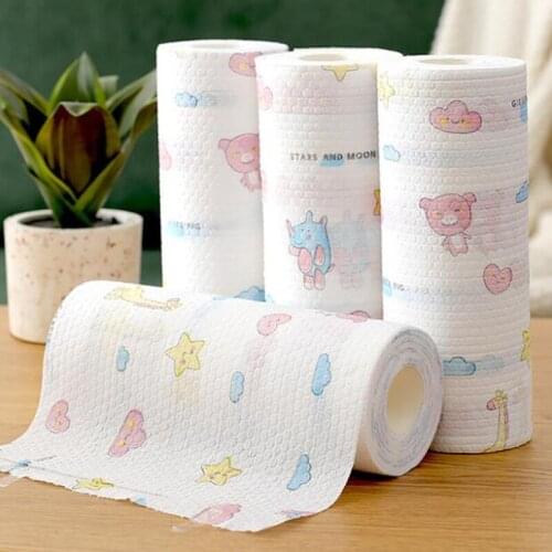 5 Rolls/lot 50pcs/roll Kitchen Tools Washable Paper Cleaning Wet and Dry Dual Purpose Disposable Dishcloth For Home