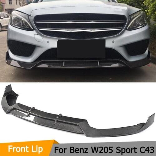 Carbon Fiber Auto Front Bumper Lip Chin for Mercedes Benz C Class W205 Sport C205 C43 C200 15-17