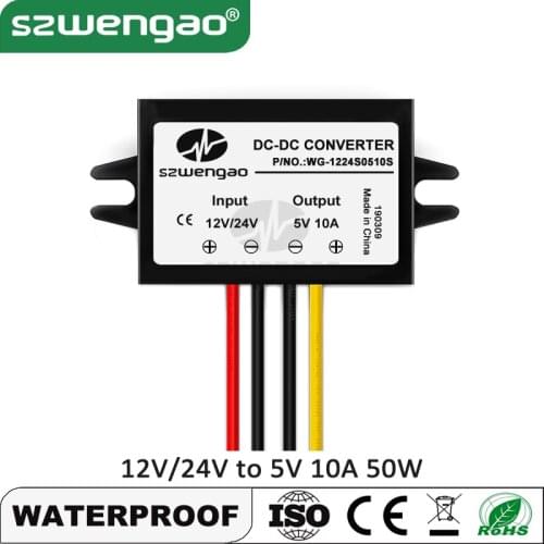 FREE Shipping DC-DC 24V to 5V 12V to 5V 3A 5A 10A 50W Car Power Converter Step Down Voltage Regulator Buck 15W LED Power Supply