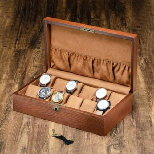 Wood Watch Storage Box With Lock Display Mens Mechanical Watch Organizer Package Jewelry Gift Holder WK031