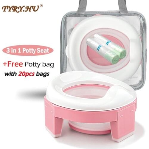 TYRY.HU Baby Pot Portable Silicone Baby Training Seat 3in1 Multifunction Travel Toilet Seat Foldable Children Potty With 20 bags