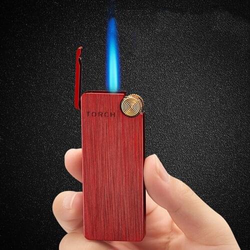 Torch Windproof Grinding Wheel Jet Lighter Ultra Thin Straight Fire Turbo Butane Cigar Cigarette Pipe Lighter Refillable Gas New