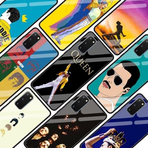 Freddie Mercury Queen Band Glass Phone Case For Samsung Galaxy S20 FE S21 Ultra 5G S10Plus S9 S10(6.1) S8 S10e Cover