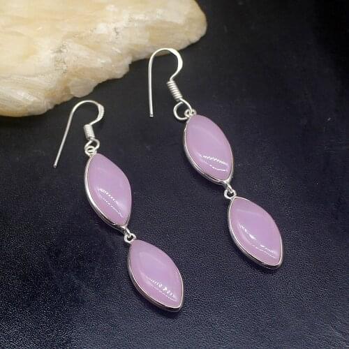 Gemstonefactory Big Promotion 925 Silver Gentle Fashion Rose Quartz Women Ladies Gifts Dangle Drop Earrings 20212377