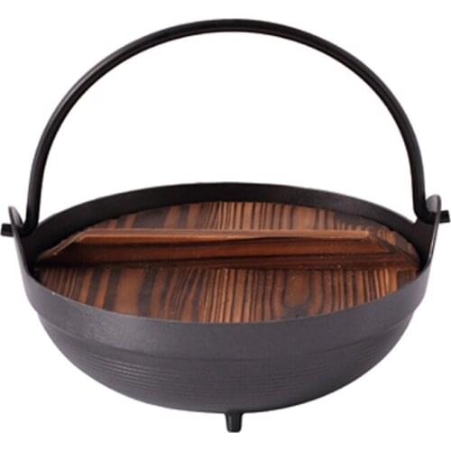 Vintage hot pot Sukiya chafing dish wooden lid 18cm Kanto aluminum alloy kitchen cooker heater Buffet Serving Warmer tools