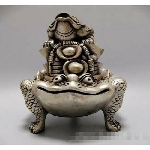 China antique bronze Xuande Handmade Silver-plated Golden toad incense burner
