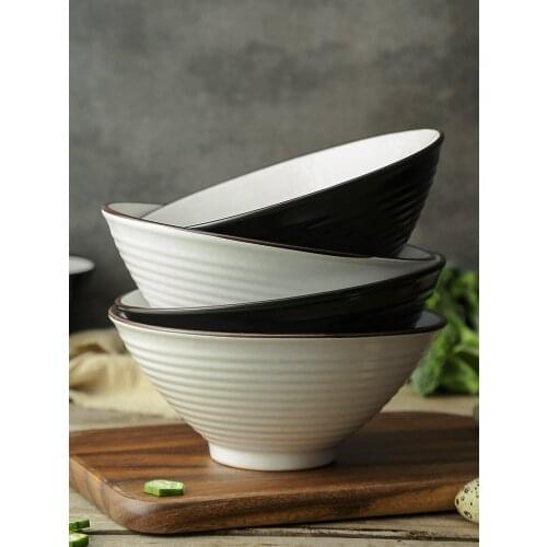 Chinese ceramic restaurant ramen bowl single soup noodle bowl restaurant household embossed threaded hand-painted tableware