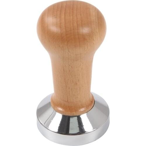 Coffee Tamper Wooden Handle Barista Espresso Machine Grinder 51mm for Coffee and Espresso Powder Hammer Wood Color