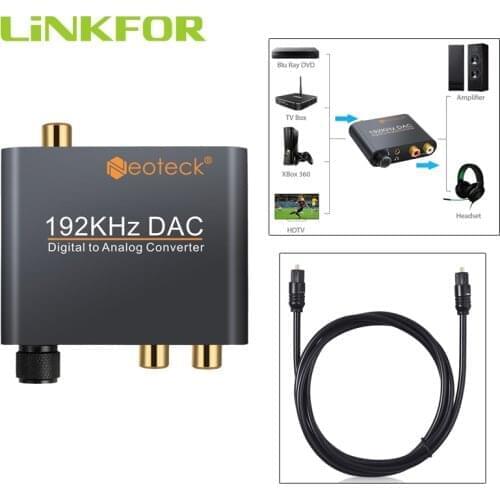 LiNKFOR 192KHZ DAC Digital To Analog R/L Audio Converter WithVolume Adjustment Digital Optical Coaxial Toslink To Analog Stereo