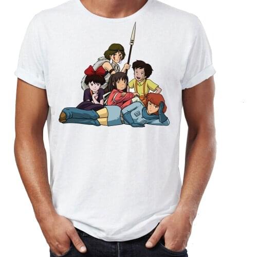 Summer Men T-shirt The Ghibli Club Spirited Away Princess Mononoke Ghibli Movie Characters Tshirt Tees Tops Harajuku Streetwear