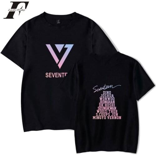 LUCKYFRIDAYF 2018 Kpop Seventeen T Shirt Short Sleeve Cotton T-Shirt Seventeen tshirt for women men Plus Size Clothing