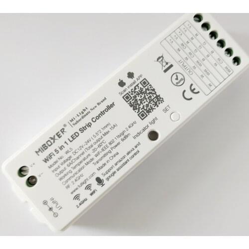 MiBoxer WL5 5 in 1 LED WIFI Controller For RGB RGBW RGB CCT Single color led strip light Alexa Voice phone App Remote