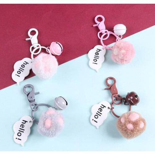 Cute Plush Keychain Animal Cat Claw Cherry Corgi Butt Bag Pendant DIY Accessories Kawaii Candy Color Key ChainGift Wholesale