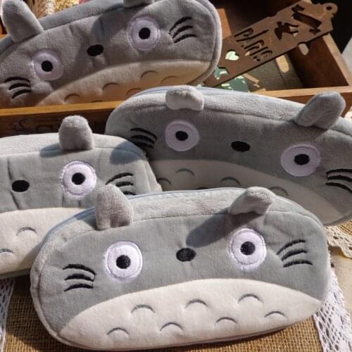 1pc Lovely Totoro Pencil Case Gray Plush Cartoon Pencil Bag / Cosmetic Pouch Home Office Storage Bag