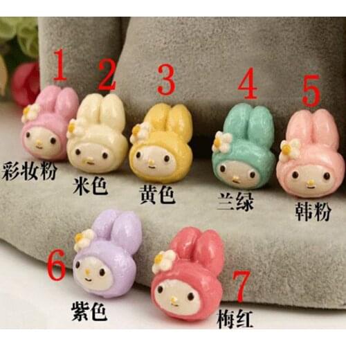 Fashion mini resin Lovely small rabbit head manicure nail decals DIY accessories 20*22MM 7 color optional 30pcs/bag 9624