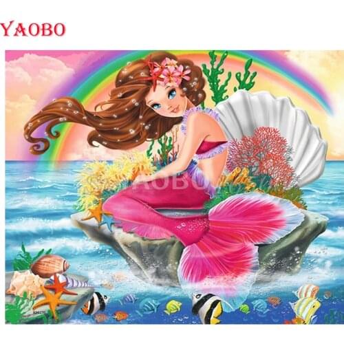 Cartoon Girl Mermaid full square Crystal Paintings Diamond Embroidery Full round 5d Diy diamond painting Diamond Mosaic decor