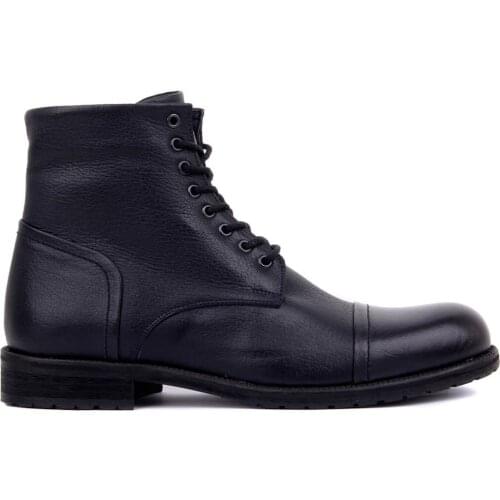 Sail Lakers-Navy Blue Genuine Leather Zipper Male Men Boots