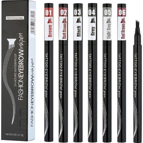 Natural Eyebrow Pen Waterproof Four-Claw Eye Brow Tint Makeup Three Colors Eyebrow Pencil Brown Black Grey Brush Cosmetics