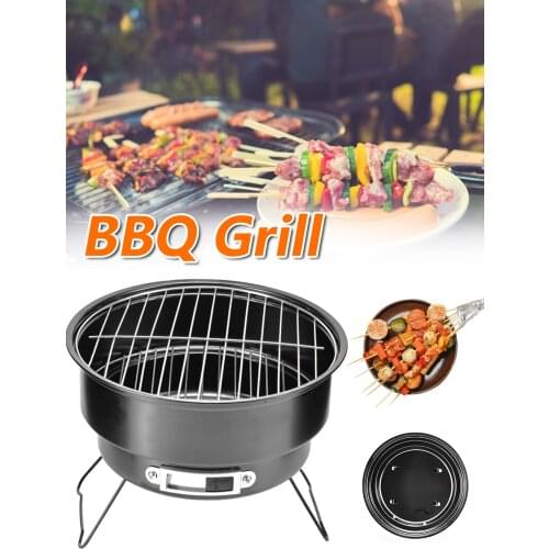 New Portable BBQ Grill Non-stick Surface Folding Barbecue Charcoal Grill Mini Round Outdoor Camping Picnic BBQ Tool