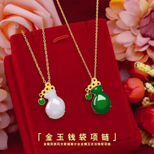 NATURAL GREEN EMERALD NECKLACE 14K GOLD PURSE PENDANT WOMEN WEDDING ANNIVERSARY CHAIN NECKLACE CHOCKER JADE GEMSTONE JEWELRY