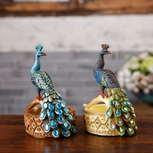 Peacock Ashtray Resin Handicraft Creative Decoration Fleshy Plant Flower Pot Household Decoration 14cm High Desk Decoration