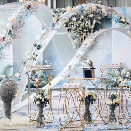 5 PCS Wedding Props Party Dim Sum Cake Stand Acrylic Iron Cylindrical Dessert Table Pre-function Area Decor Wedding Frame Shelf
