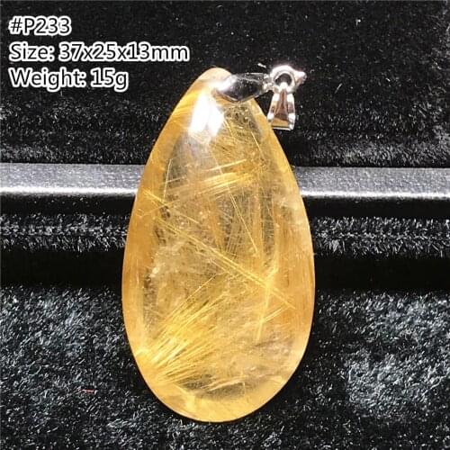 Top Natural Gold Rutilated Quartz Pendant For Woman Lady Man Beads Wealth Lucky Reiki Gift Beads Crystal Gemstone Jewelry AAAAA