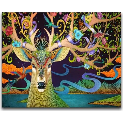 Full Square/round Diamond mosaic Animal art 5D DIY Diamond embroidery Cross stitch Diamond painting Cartoon flower Deer WG1155