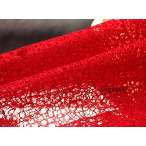 Hollow perspective large red texture mesh gauze lace clothing modeling texture material