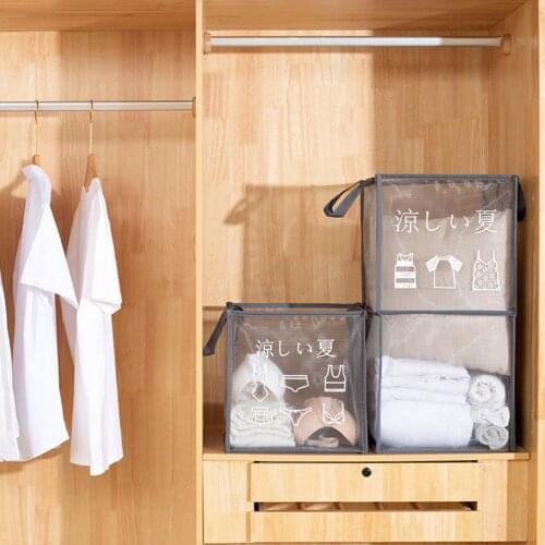 Portable Good Mesh Clothes Storage Basket with Handle 4 Colors Clothes Bag Eco-friendly for Household