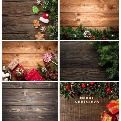 Christmas Backdrop Wood Board Light Winter Snow Gift Star Bell Vinyl Photography Background For Photo Studio 20826SD-04