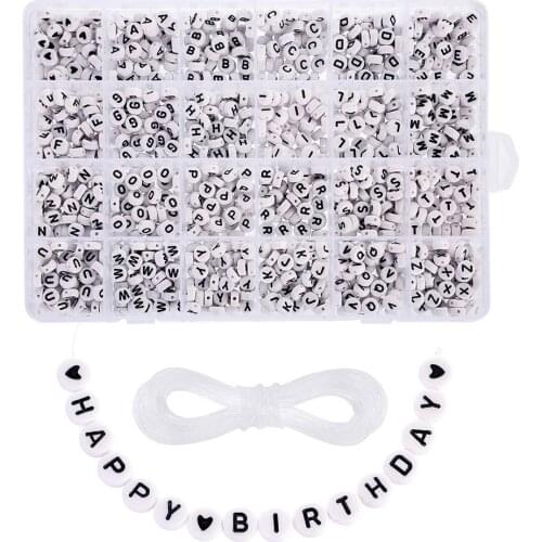 DIY Letters Beads Toys Material Acrylic English Alphabet Beading Lacing Bracelets Jewellery Making 4x7mm Round 1200PCS
